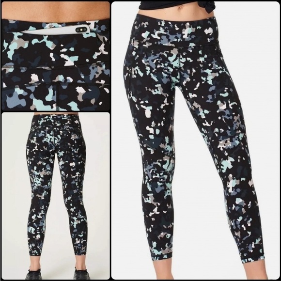 SWEATY BETTY The Power 7/8 Blue Lagoon Camo Workout Legging Size XS - Picture 2 of 6